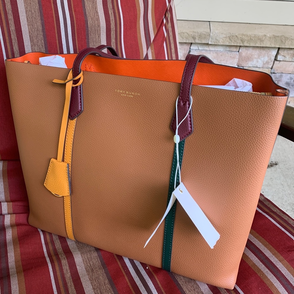 ⛔️SOLD⛔️Auth.TORY BURCH LEATHER TRI COLOR TOTE - Picture 9 of 16